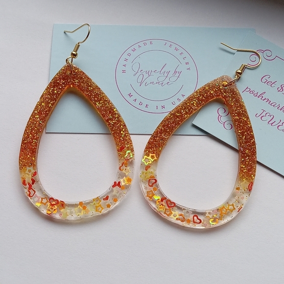 Hand Crafted Jewelry - Hand Crafted Resin Sunset And Campfires Collection Earrings
